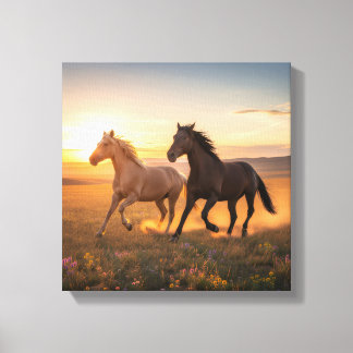 Wild Prairie Run – Horses at Sunset Wall Art Leinwanddruck