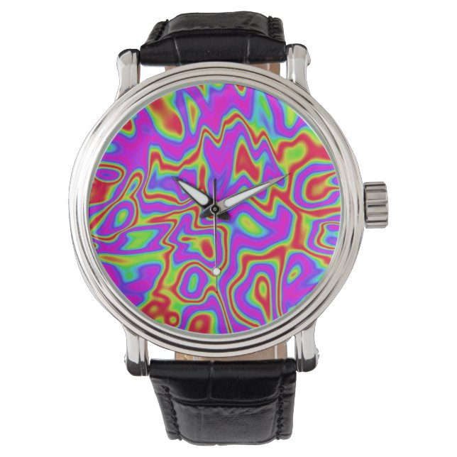Wild Psychedelic Liquid Colors Armbanduhr (Vorderseite)