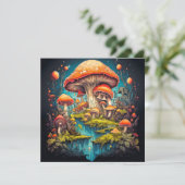 Wild Psychedelic Mushroom Forest Art Karte (Stehend Vorderseite)