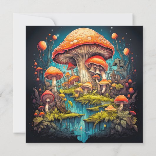 Wild Psychedelic Mushroom Forest Art Karte (Vorderseite)