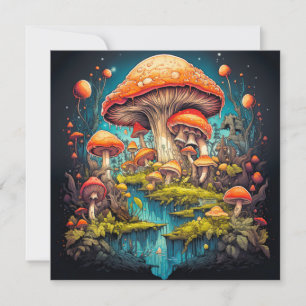Wild Psychedelic Mushroom Forest Art Karte