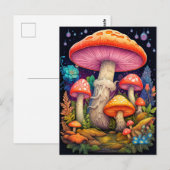 Wild psychedelische Pilze nach Mitternacht Postkarte (Vorne/Hinten)