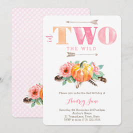 Wild Pumpkin 2. Geburtstags-Party für Mädchen Einladung