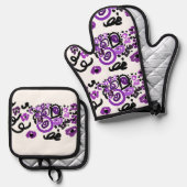 Wild Purple Peacock Ofenhandschuh & Topflappen-Set (Vorderseite/Rückseite)