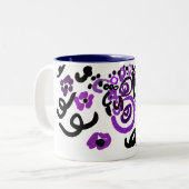 Wild Purple Peacock Zweifarbige Tasse (Vorderseite Links)