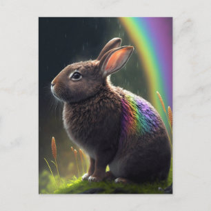 Wild Rainbow Rabbit Postcard Postkarte