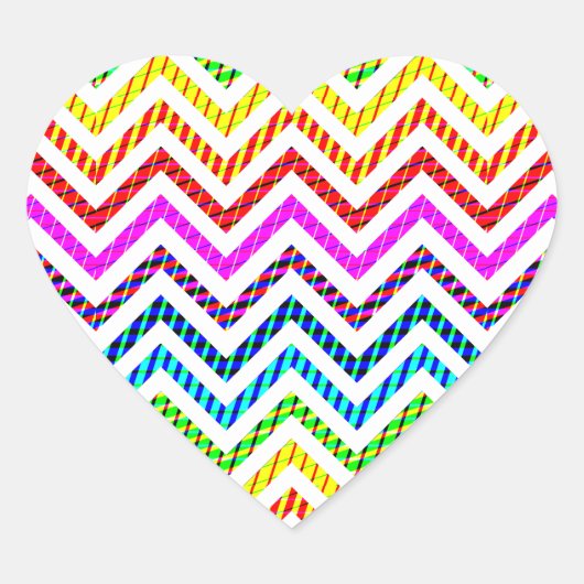 Wild-Rainbow-Zickzack Muster Herz-Aufkleber (Vorderseite)