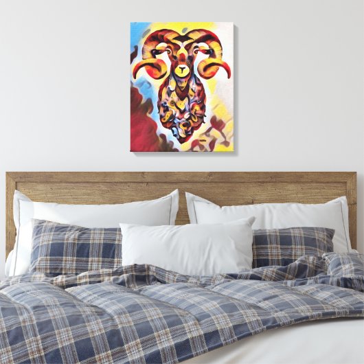 Wild Ram Art Canvas Print Leinwanddruck (Insitu (Schlafzimmer))