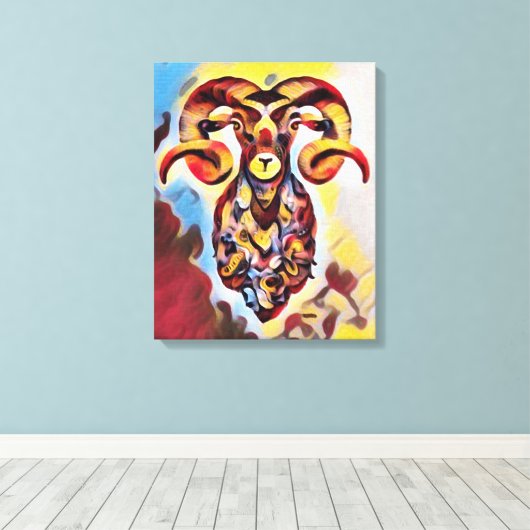 Wild Ram Art Canvas Print Leinwanddruck (Insitu (Holzboden))