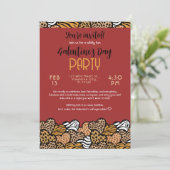 Wild Red Animal Print Heart Galentine's Day Party Einladung (Stehend Vorderseite)