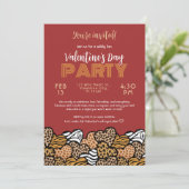 Wild Red Animal Print Heart Valentine's Day Party Einladung (Stehend Vorderseite)