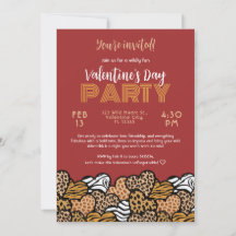 Wild Red Animal Print Heart Valentine's Day Party