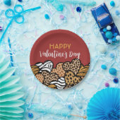 Wild Red Animal Print Heart Valentine's Day Party Pappteller (Party)