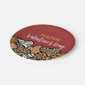 Wild Red Animal Print Heart Valentine's Day Party Pappteller (Schrägansicht)