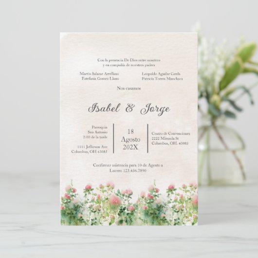 Wild Red Blume Hochzeitseinladung Einladung (Stehend Vorderseite)