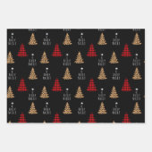 Wild Red Buffalo Kariert Leopard Weihnachten Geschenkpapier Set (Vorderseite 2)