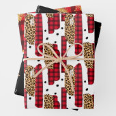 Wild Red Buffalo Kariert Leopard Weihnachten Geschenkpapier Set (Beispiel)