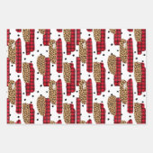 Wild Red Buffalo Kariert Leopard Weihnachten Geschenkpapier Set (Vorderseite)