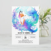 Wild Red Fox Wonderland Birthday Einladung (Stehend Vorderseite)