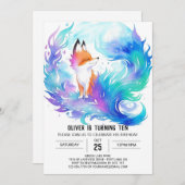 Wild Red Fox Wonderland Birthday Einladung (Vorne/Hinten)