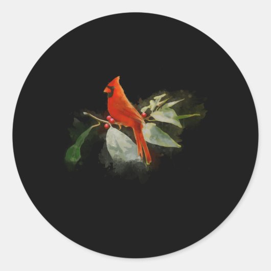 Wild Red Kardinal Bird Runder Aufkleber (Vorderseite)