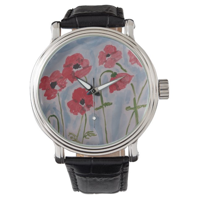 Wild Red Poppies Armbanduhr (Vorderseite)