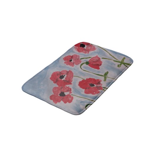 Wild Red Poppies Bath Mat Badematte (Schrägansicht)