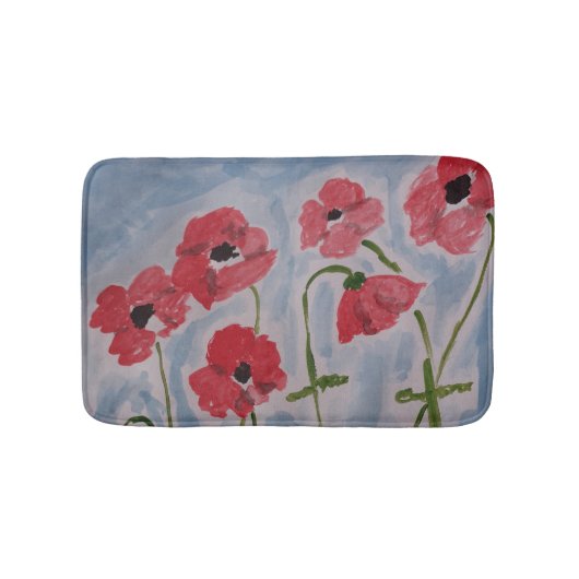 Wild Red Poppies Bath Mat Badematte (Vorderseite)