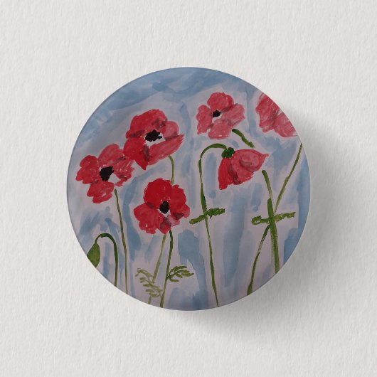 Wild Red Poppies Button (Vorderseite)