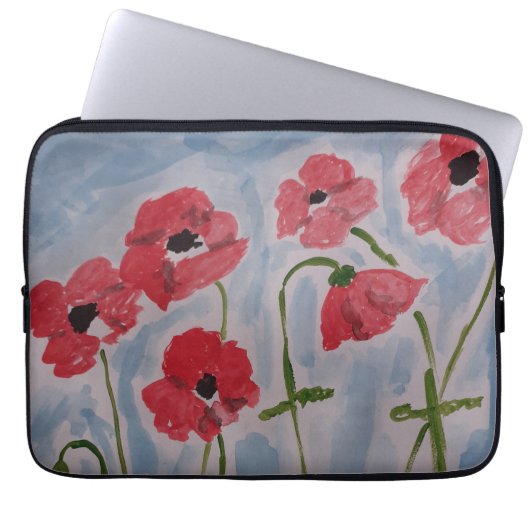 Wild Red Poppies Electronics Bag Laptopschutzhülle (Vorderseite)