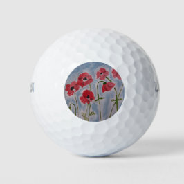 Wild Red Poppies Golfball