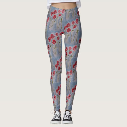 Wild Red Poppies Leggings (Vorderseite)