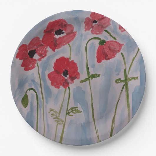 Wild Red Poppies Pappteller (Vorderseite)