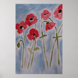 Wild Red Poppies Poster