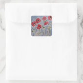 Wild Red Poppies Quadratischer Aufkleber (Tasche)