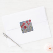 Wild Red Poppies Quadratischer Aufkleber (Umschlag)