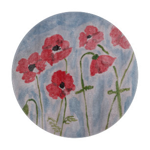 Wild Red Poppies Schneidebrett