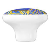 Wild Retro Muster Blau Gold Abstraktes Swirl Desig Keramikknauf (Seitenansicht)