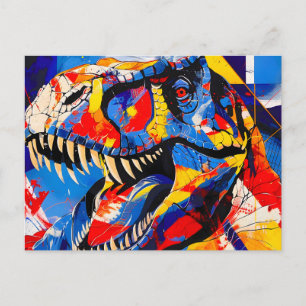 Wild Retro T-rex Dinosaur Fusion Feiertagspostkarte