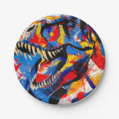 Wild Retro T-rex Dinosaur Fusion Pappteller (Vorderseite)