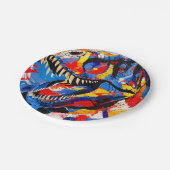 Wild Retro T-rex Dinosaur Fusion Pappteller (Schrägansicht)