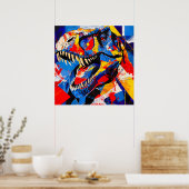 Wild Retro T-rex Dinosaur Fusion Poster (Küche)