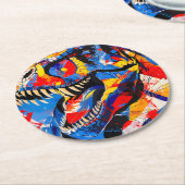 Wild Retro T-rex Dinosaur Fusion Runder Pappuntersetzer (Angewinkelt)