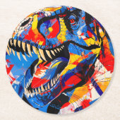 Wild Retro T-rex Dinosaur Fusion Runder Pappuntersetzer (Vorderseite)