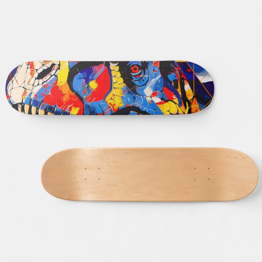 Wild Retro T-rex Dinosaur Fusion Skateboard (Horizontal)