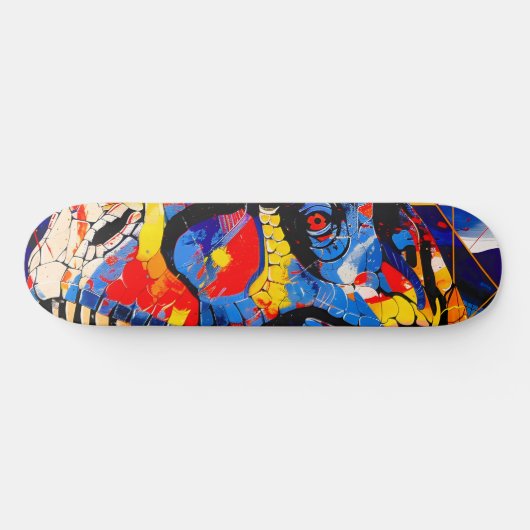 Wild Retro T-rex Dinosaur Fusion Skateboard (Horizontal)