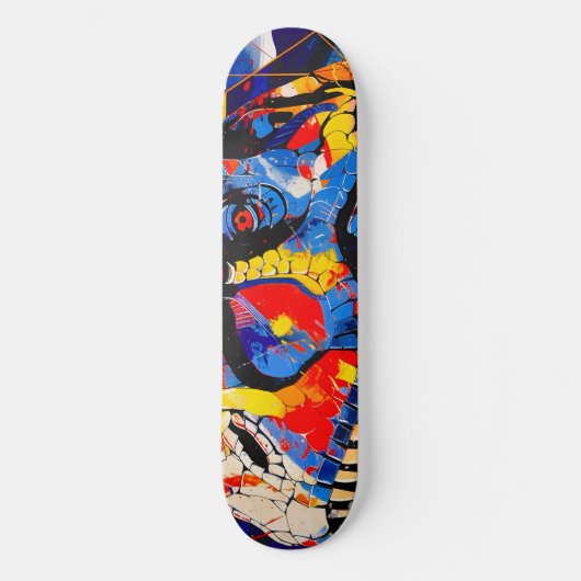 Wild Retro T-rex Dinosaur Fusion Skateboard (Vorderseite)