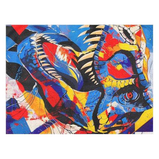 Wild Retro T-rex Dinosaur Fusion Tischdecke (Vorderseite (Horizontal))