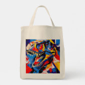 Wild Retro T-rex Dinosaur Fusion Tragetasche (Rückseite)