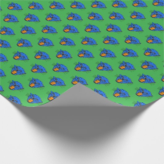 Wild Roar Gift Wrap - Blaues Panther-Muster Geschenkpapier (Ecke)